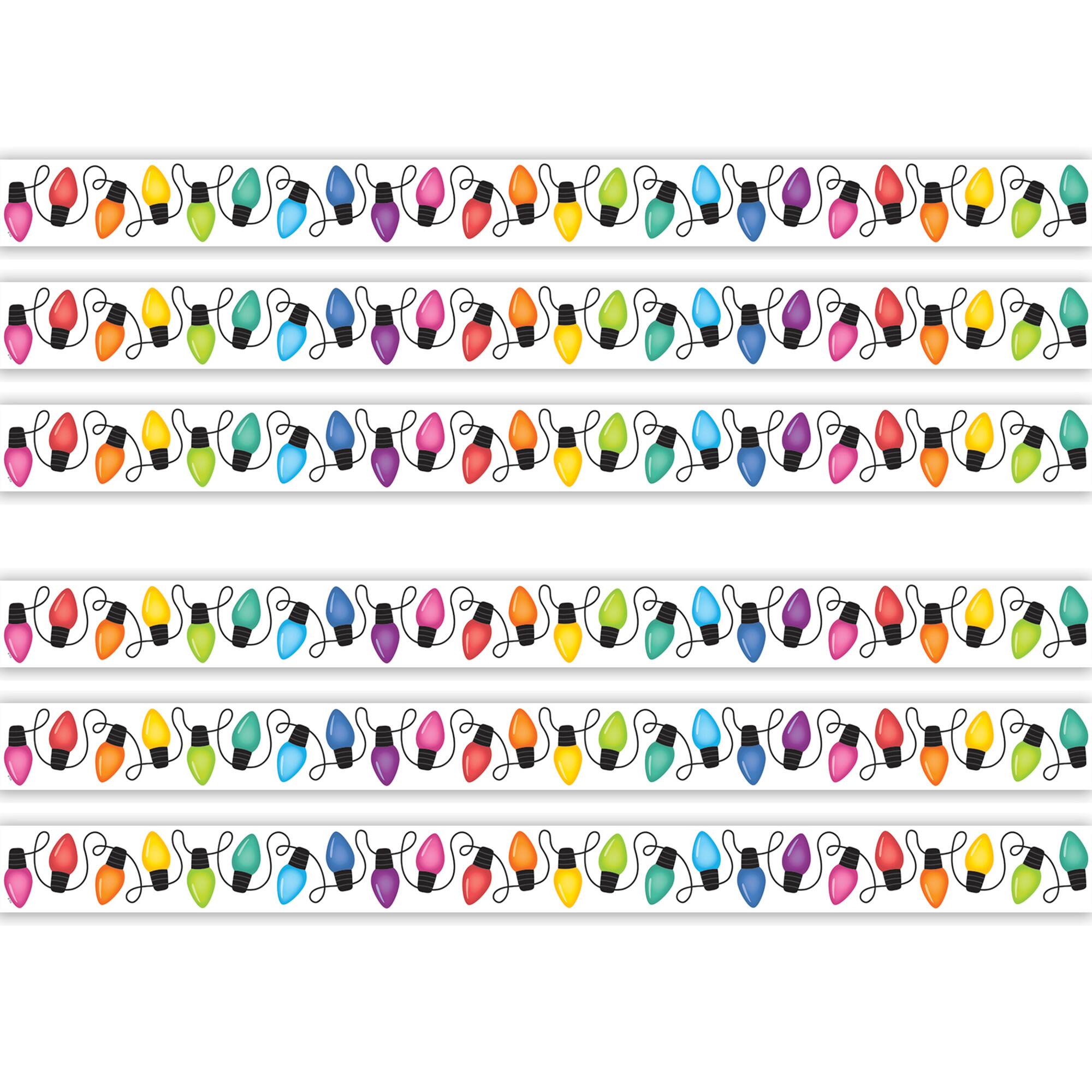 Teacher Created Resources® Colorful Holiday Lights Die-Cut Border Trim, 6 Packs of 12